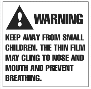 Suffocation warning label